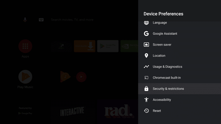 Scroll down and click Device Preferences.